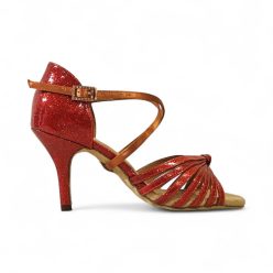   Finias Savaria 85 piros lakkozott csillámos latin tánccipő