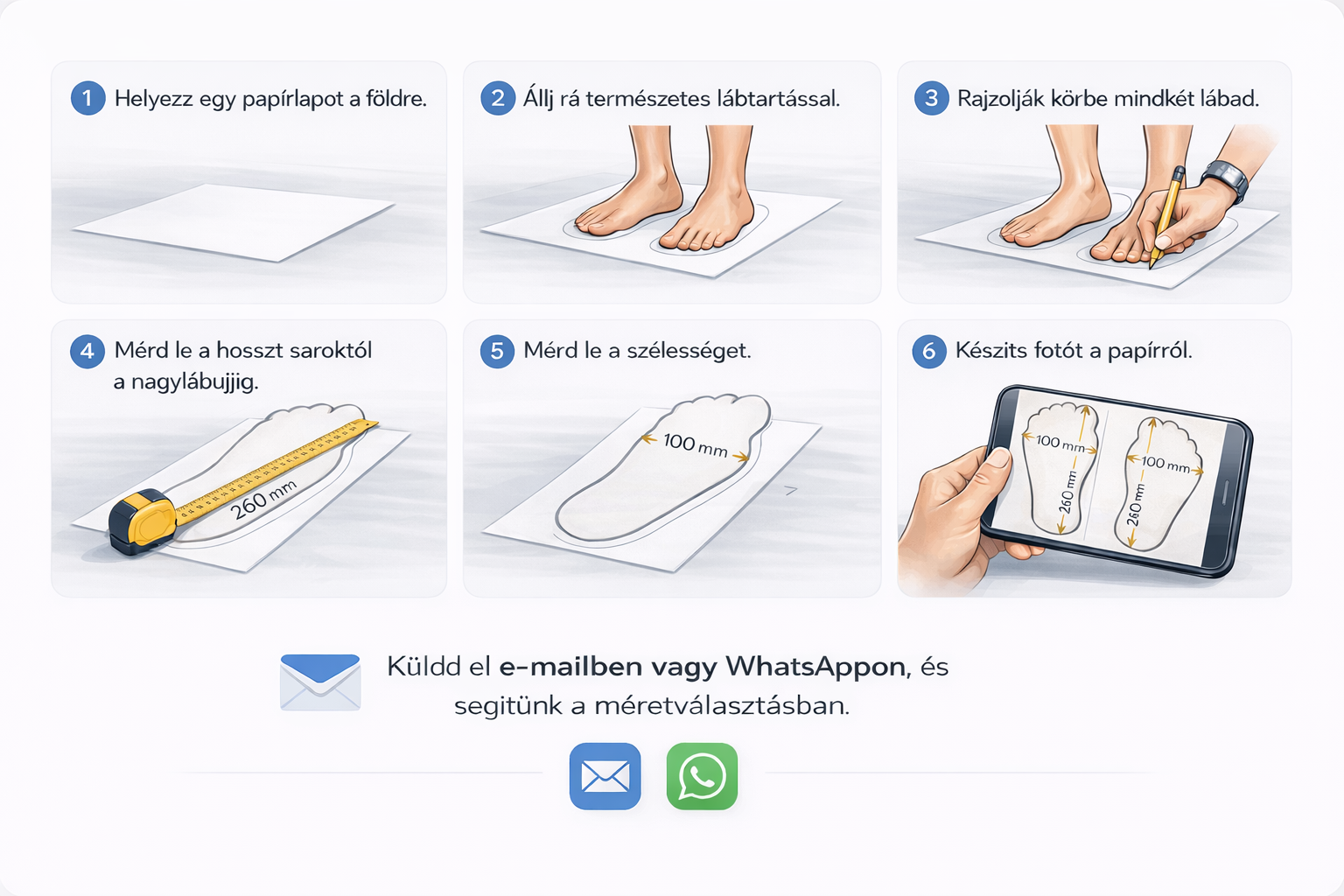 Cipőméret vétel lépései